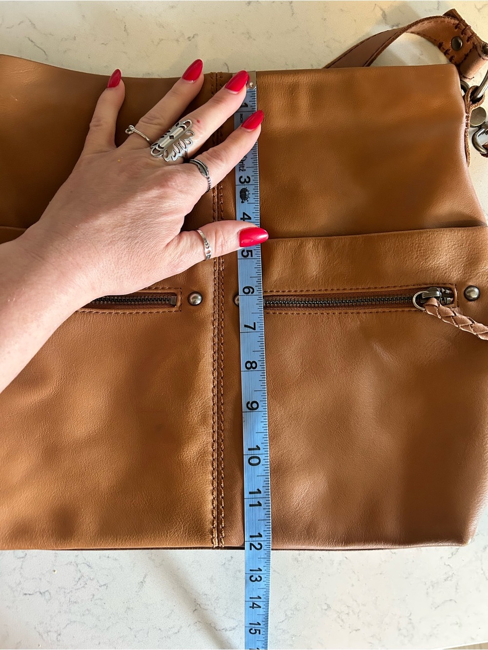 The Sak Leather Ashland Crossbody Shoulder Bag Cognac With Free Flower Charm - Picture 11 of 16